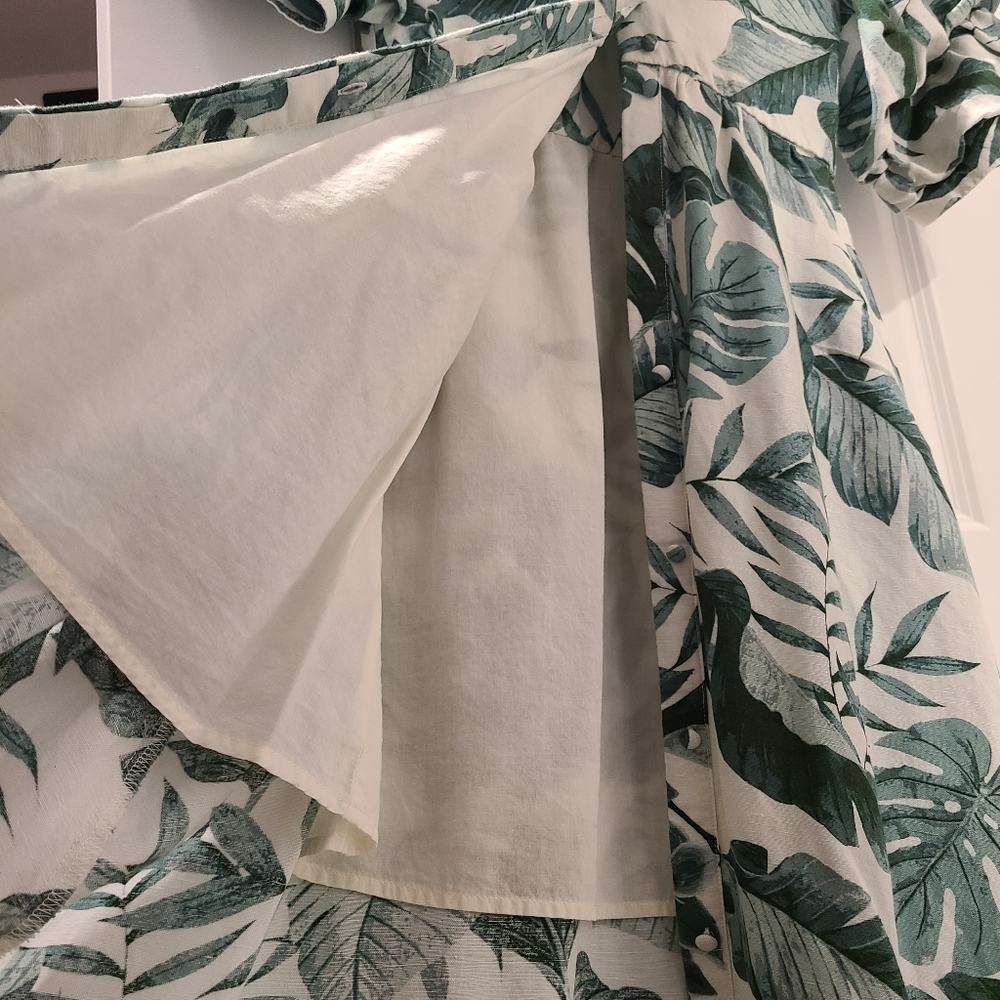 Johanna Ortiz x H&M Linen Blend Green Palm Leaf Dress - Picture 4 of 6